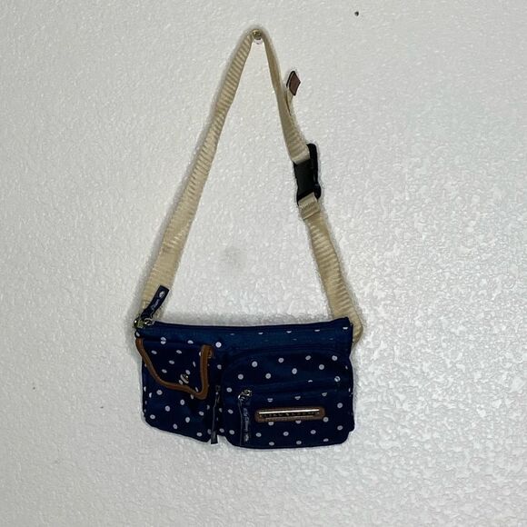 Lily Bloom Women’s Navy with White Polka Dots Belt Bag - Picture 1 of 7